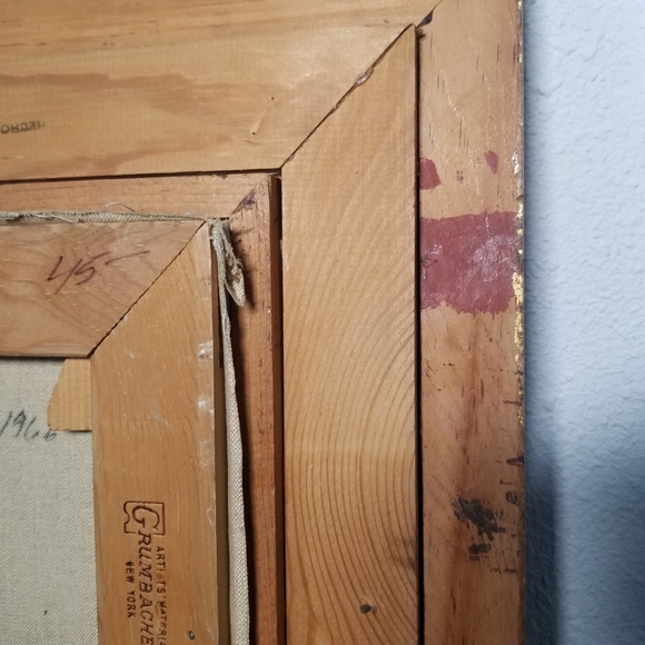 Original Oil Painting On Canvas Church Scene 1966 Signed Handcrafted Frame Vtg - Picture 11 of 16